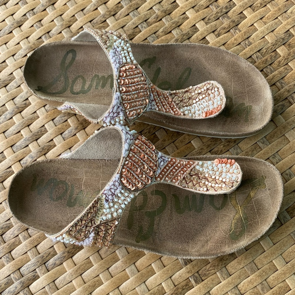 Sam Edelman Olivie 4 Beaded Orange/Peach Sandals Size 8